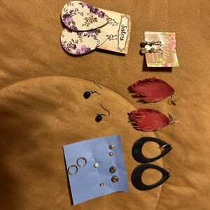 Floral and Feather Earring Set